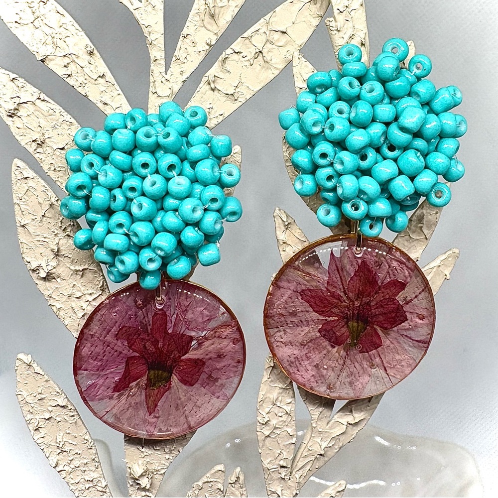 Turquoise Sakura Bloom Earrings